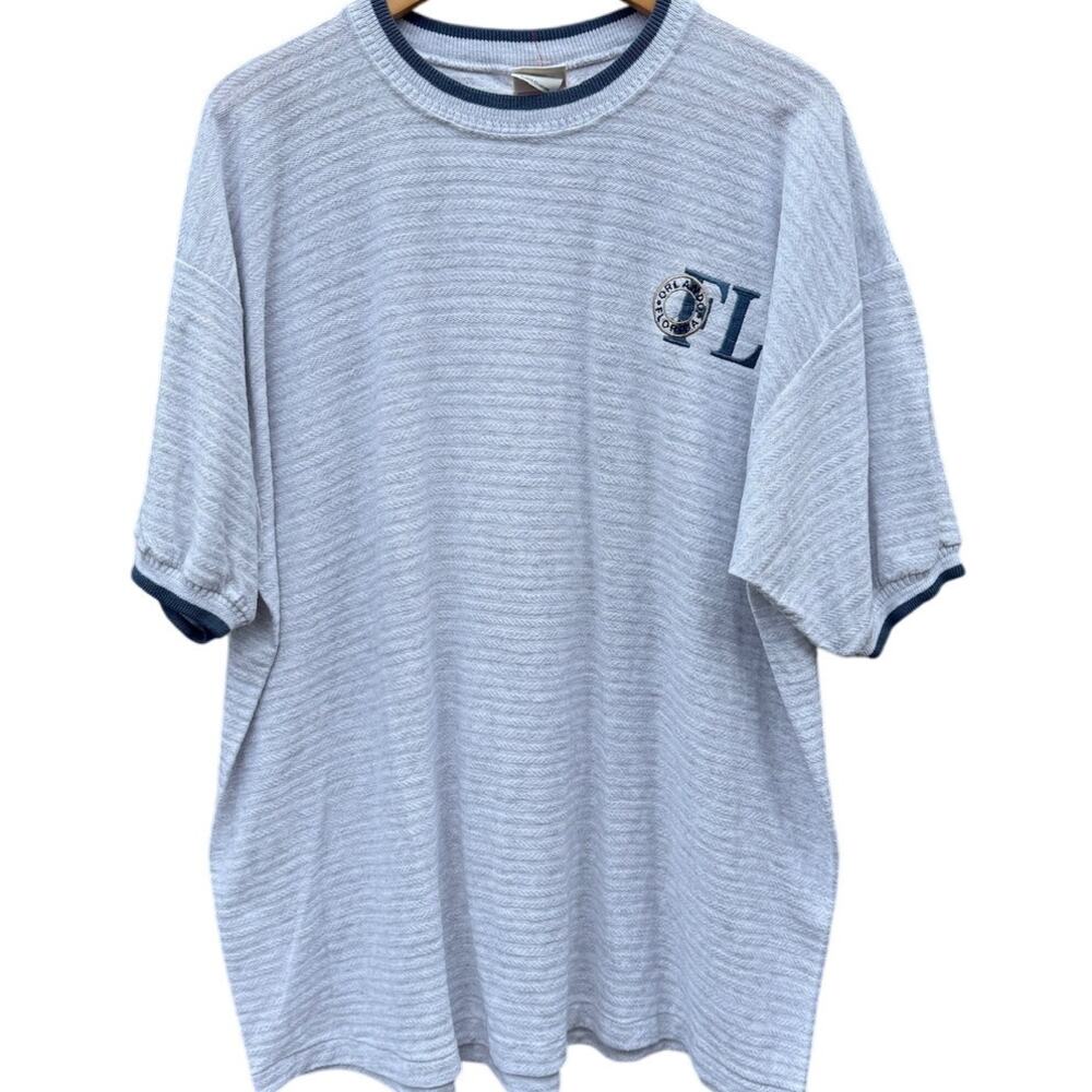 Orlando Florida Vintage 90s Ribbed gray white shirt Made in USA Size XL
